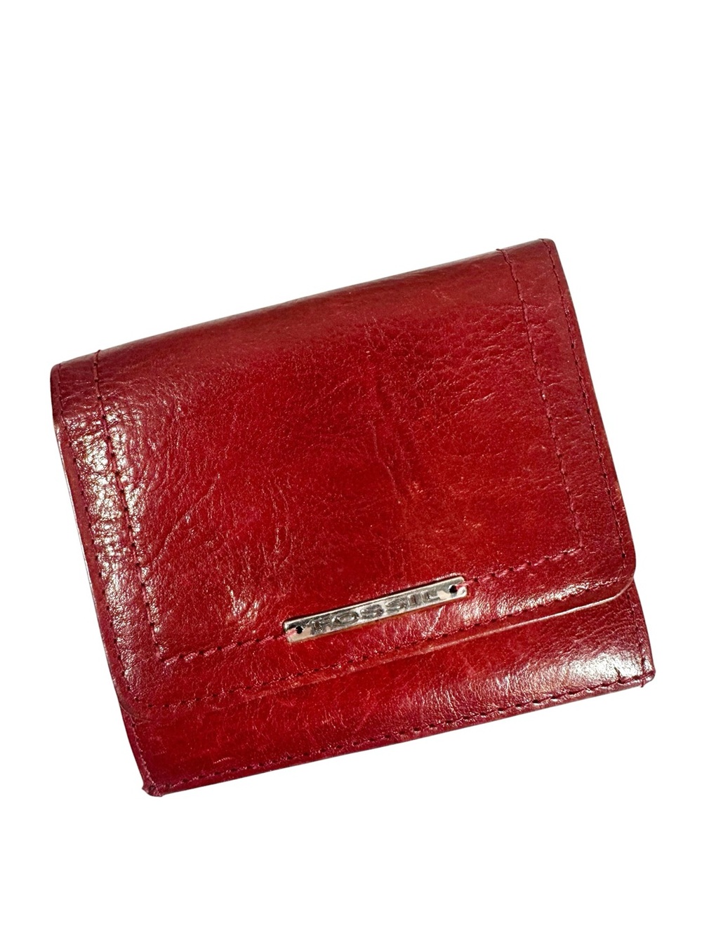 Fossil Red Leather Trifold Wallet